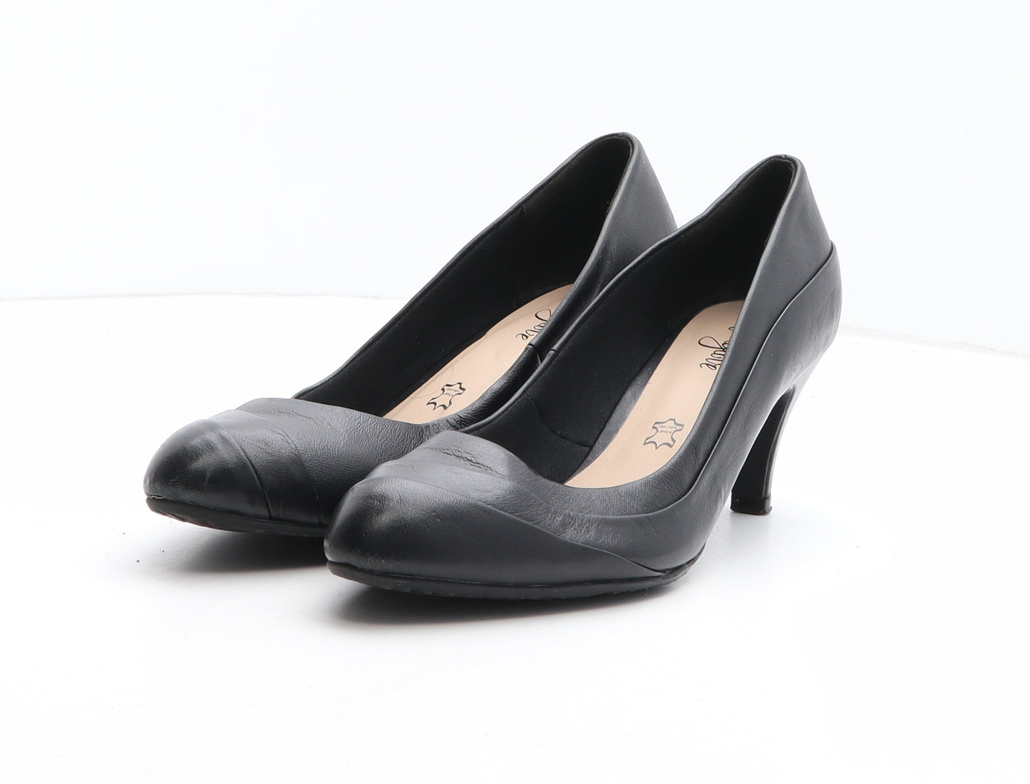FootGlove Womens Black Leather Court Heel UK