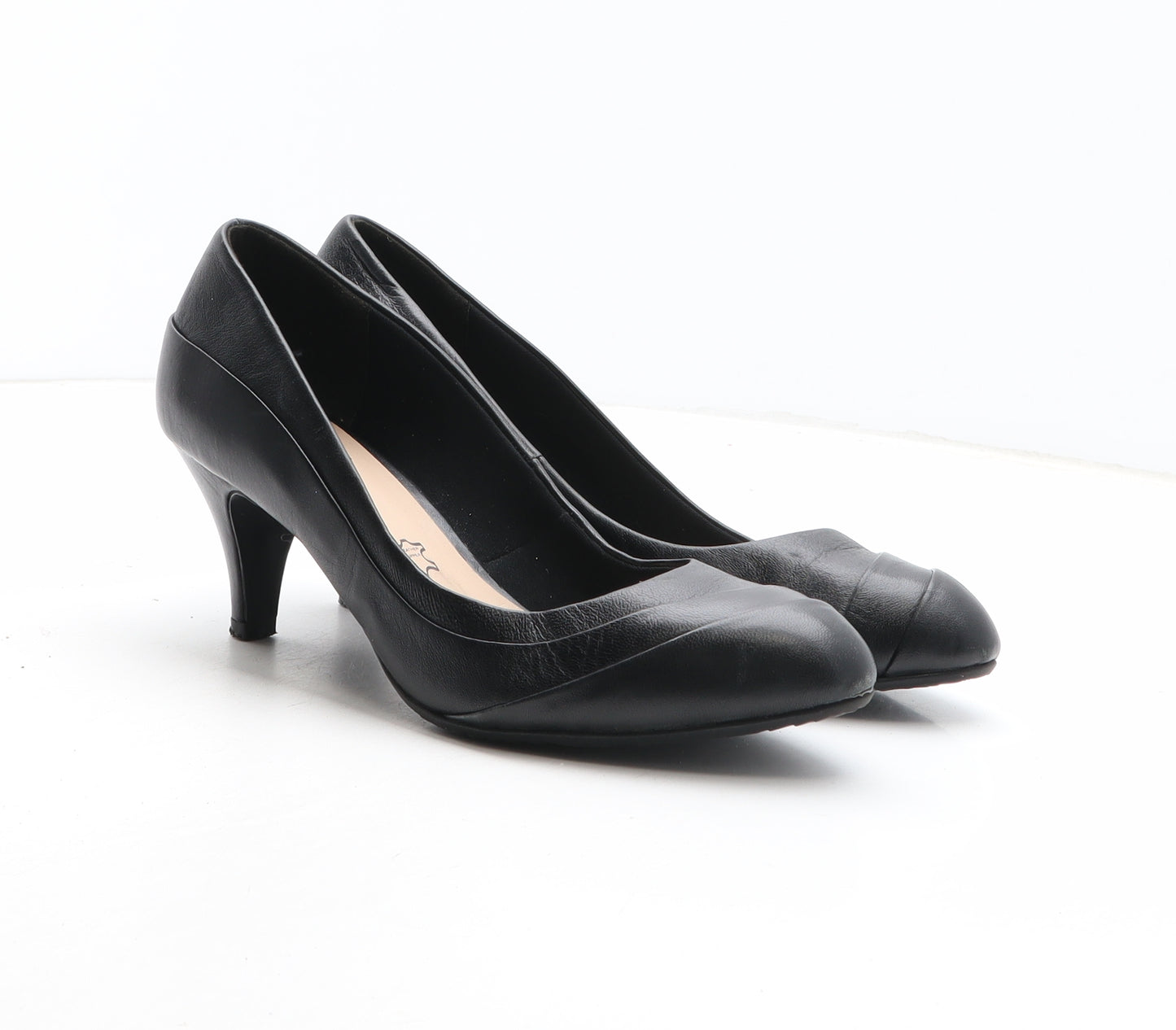 FootGlove Womens Black Leather Court Heel UK