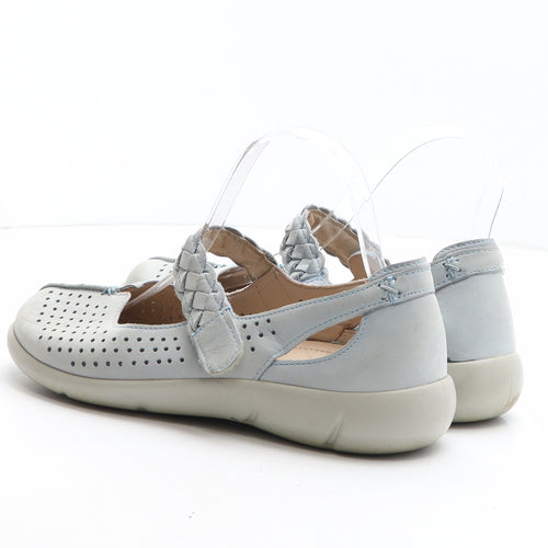Hotter Womens Blue Leather Mary Jane Casual UK