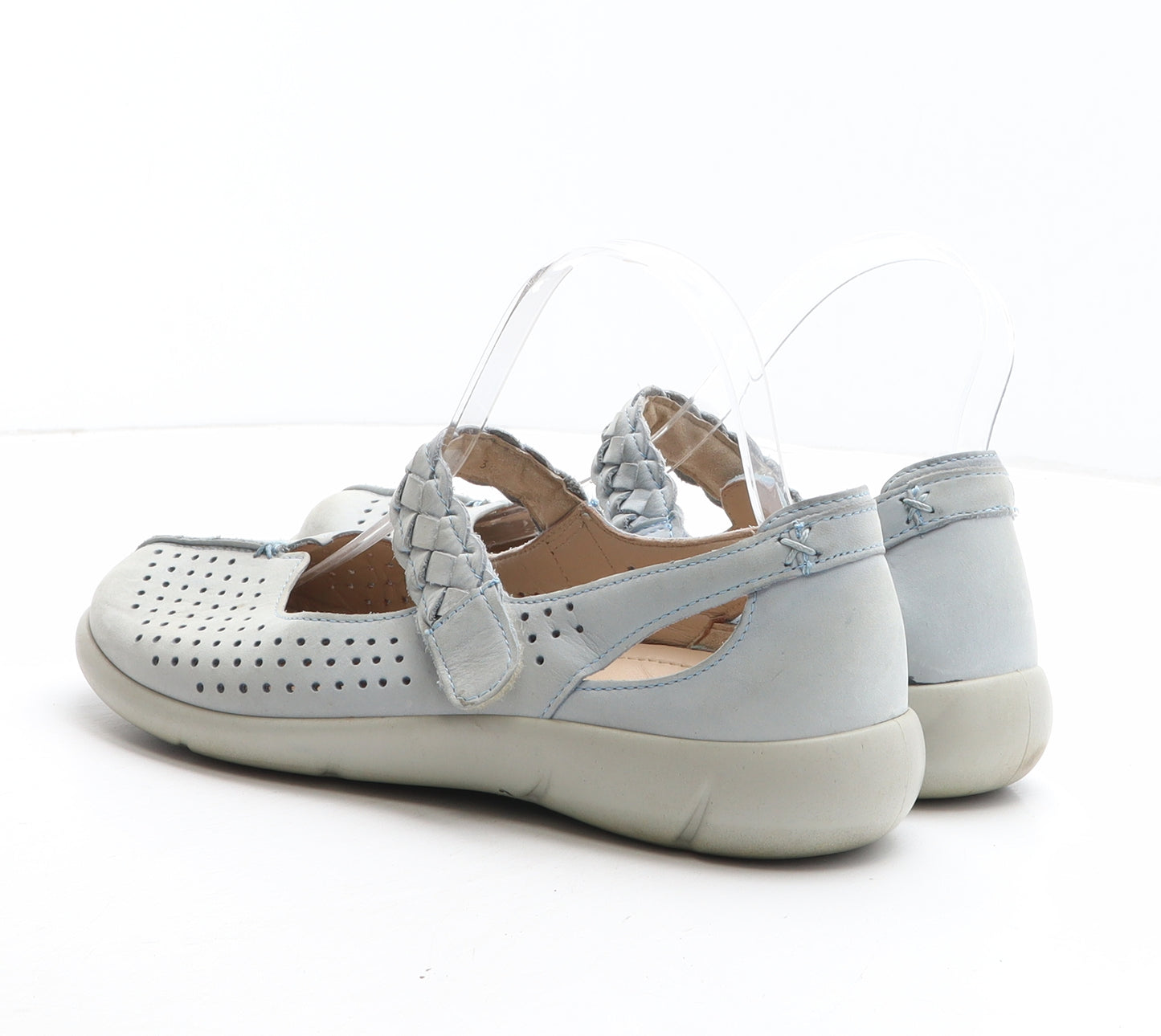 Hotter Womens Blue Leather Mary Jane Casual UK
