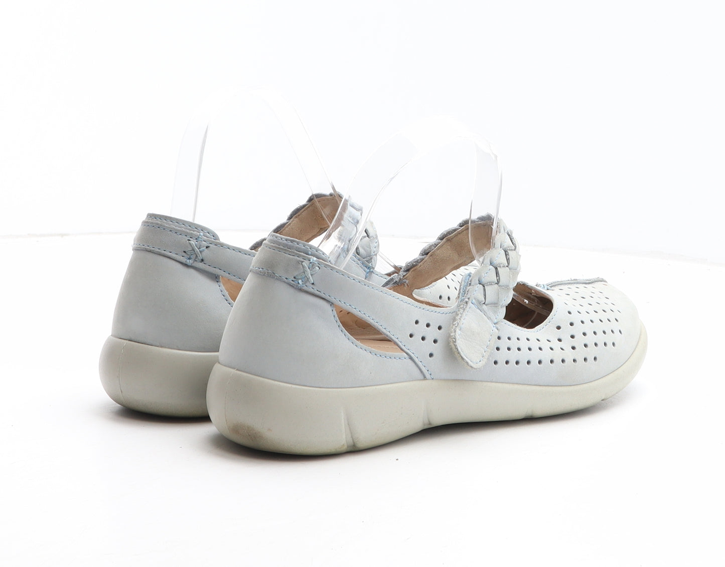 Hotter Womens Blue Leather Mary Jane Casual UK