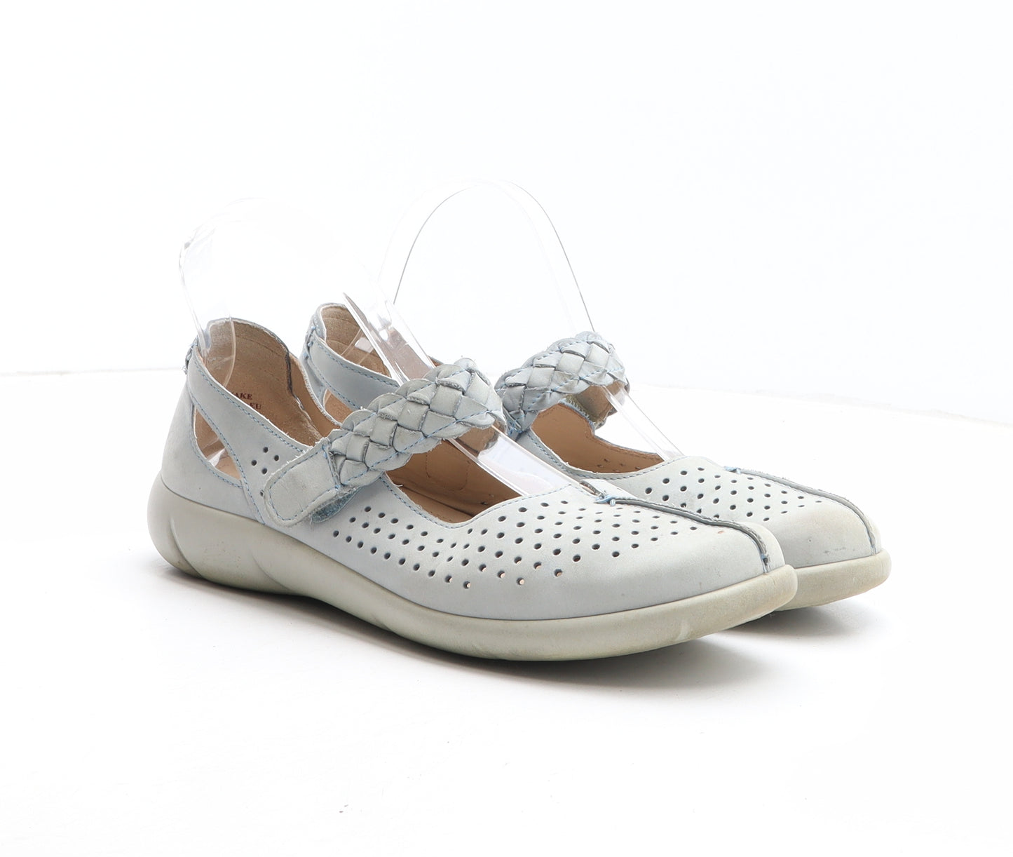 Hotter Womens Blue Leather Mary Jane Casual UK