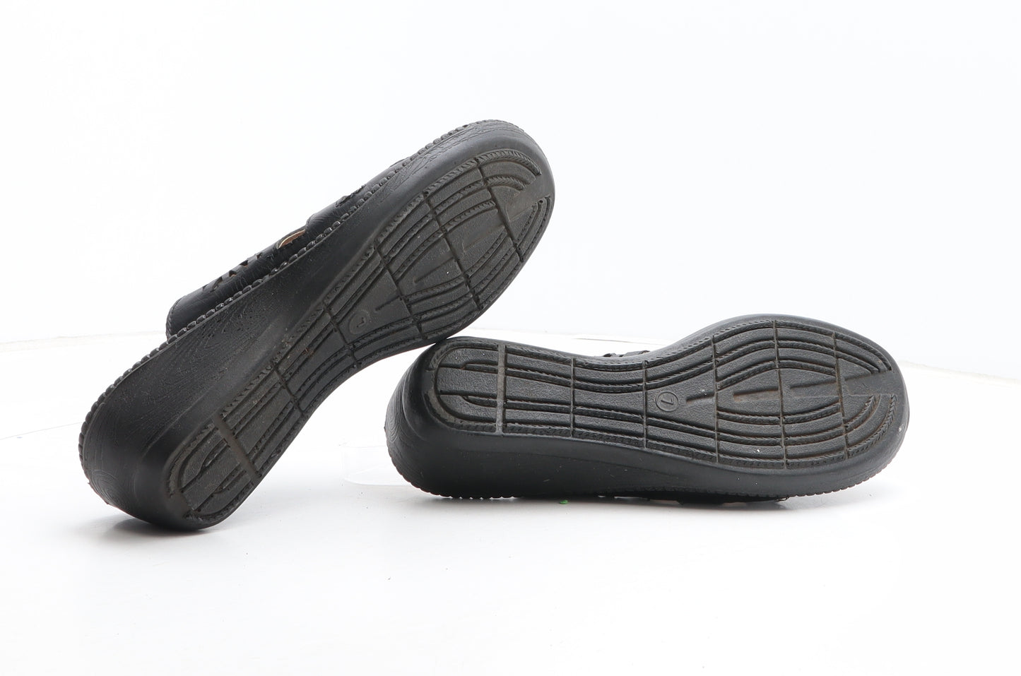 Cushion Walk Womens Black Geometric Synthetic Slip On Sandal UK