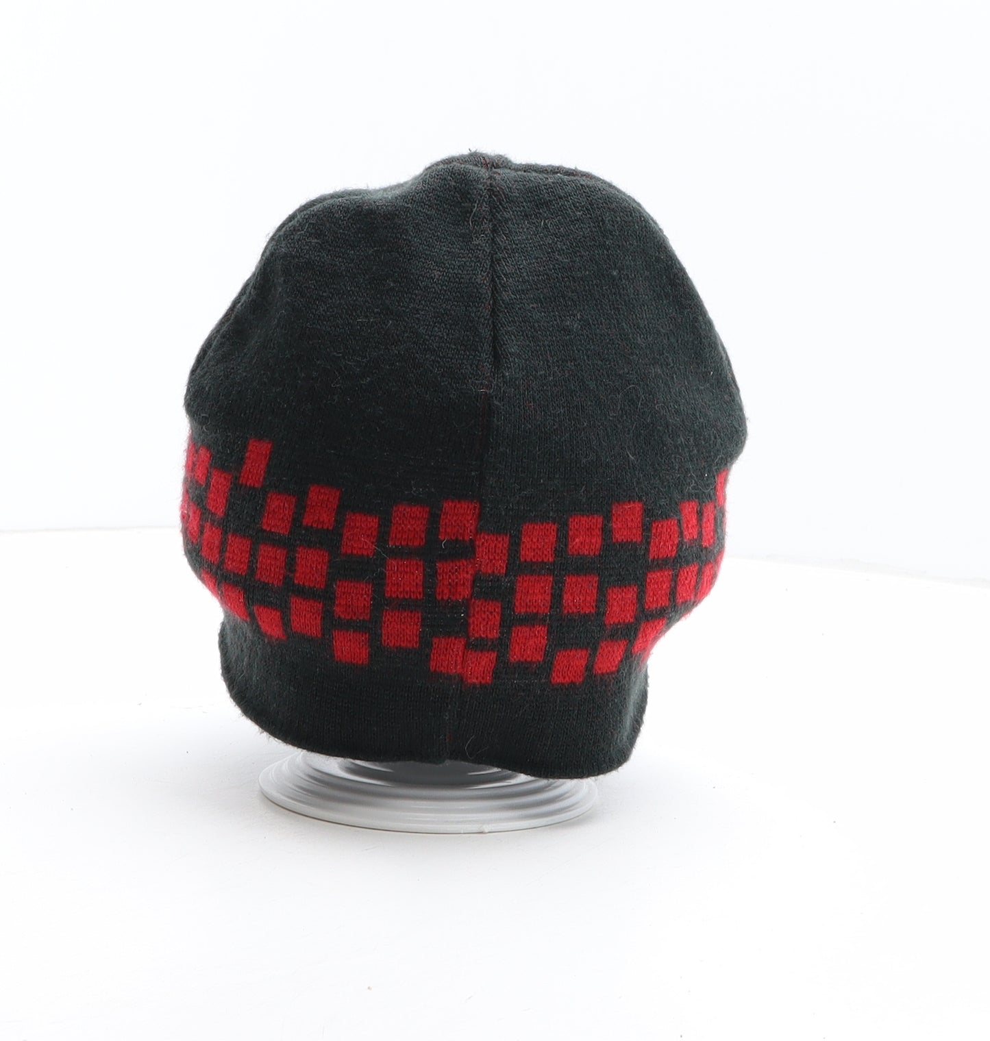 Animal Mens Black Geometric Acrylic Beanie One Size