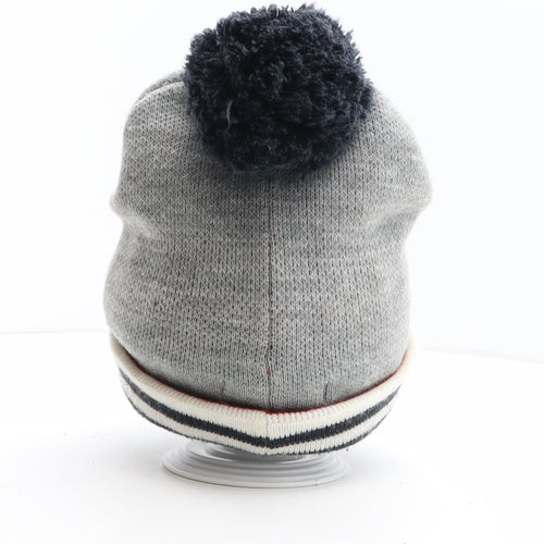 MANTARAY PRODUCTS Womens Grey Acrylic Bobble Hat One Size - Fox Detail