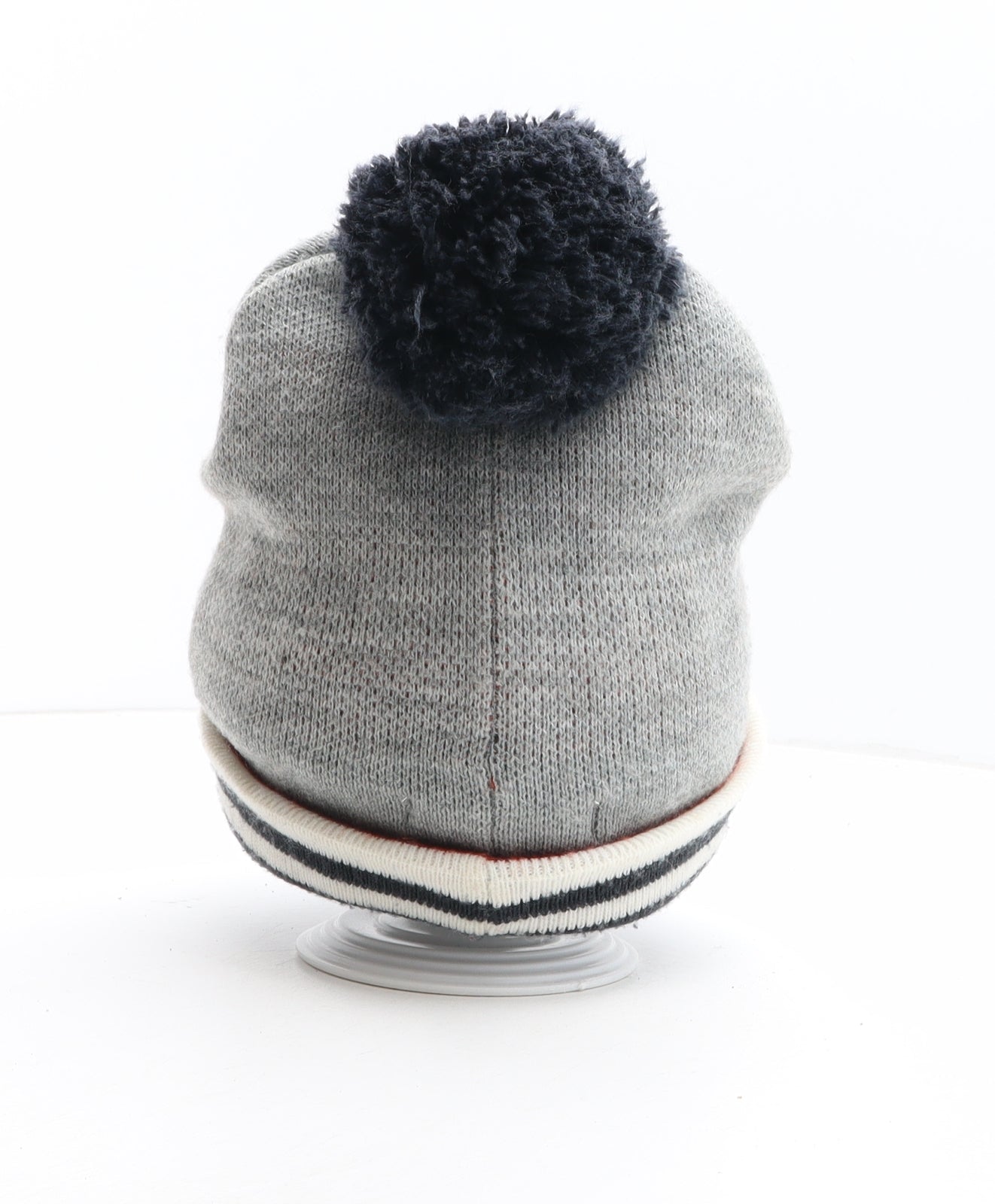 MANTARAY PRODUCTS Womens Grey Acrylic Bobble Hat One Size - Fox Detail