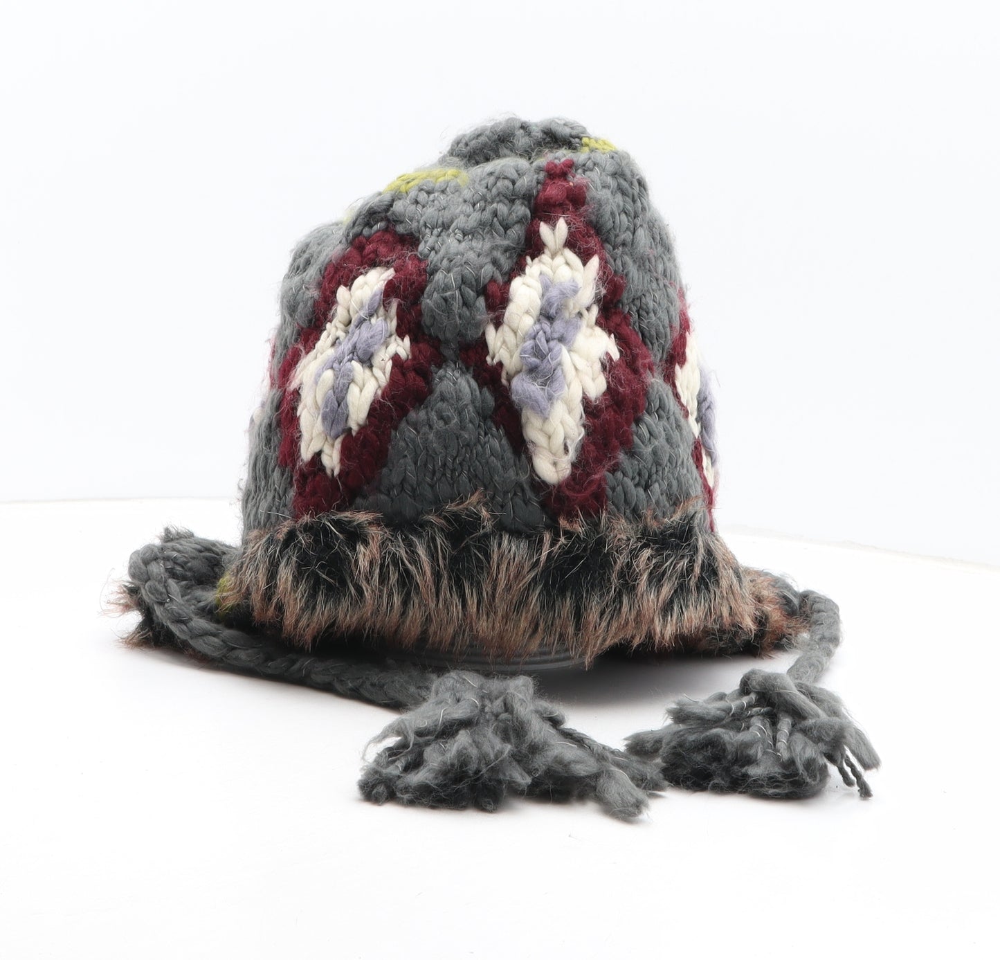 Debenhams Womens Grey Argyle/Diamond Acrylic Beanie One Size