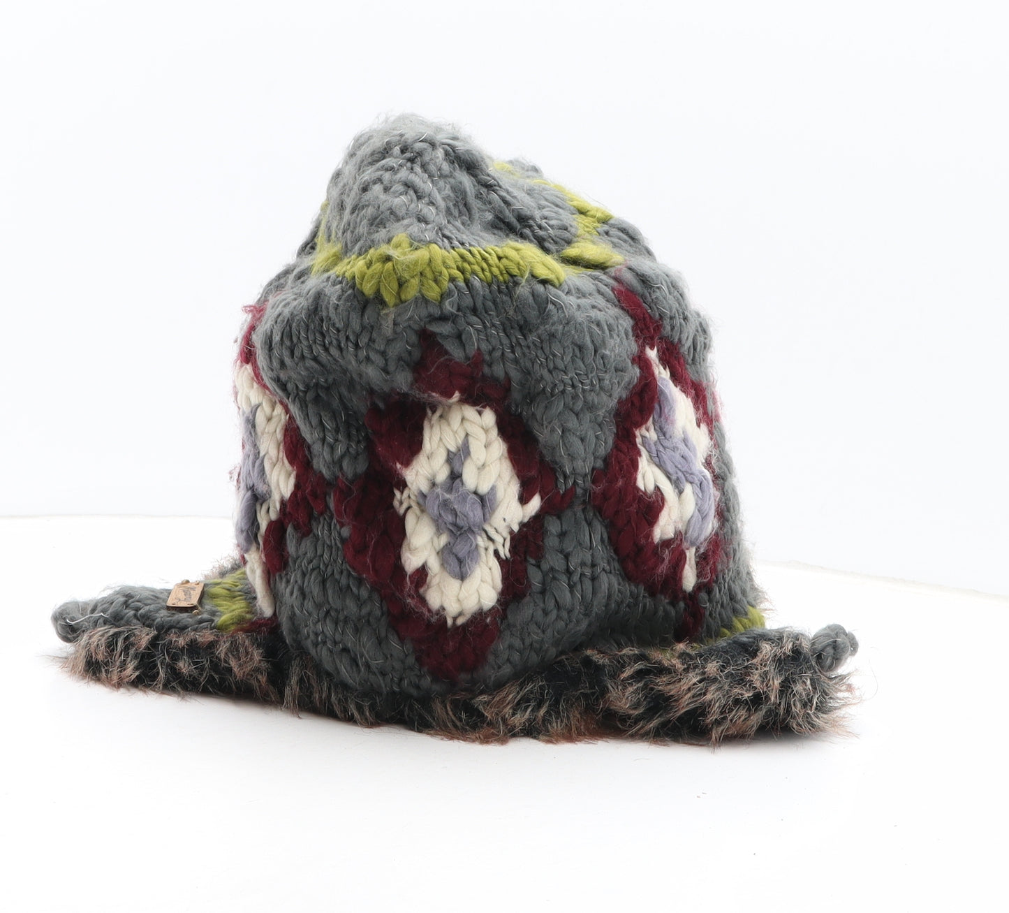 Debenhams Womens Grey Argyle/Diamond Acrylic Beanie One Size