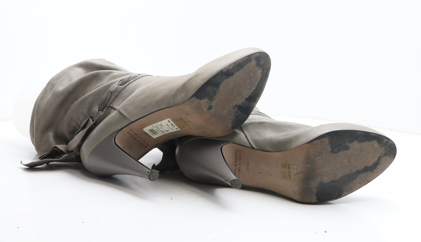 River Island Womens Grey Leather Bootie Boot UK
