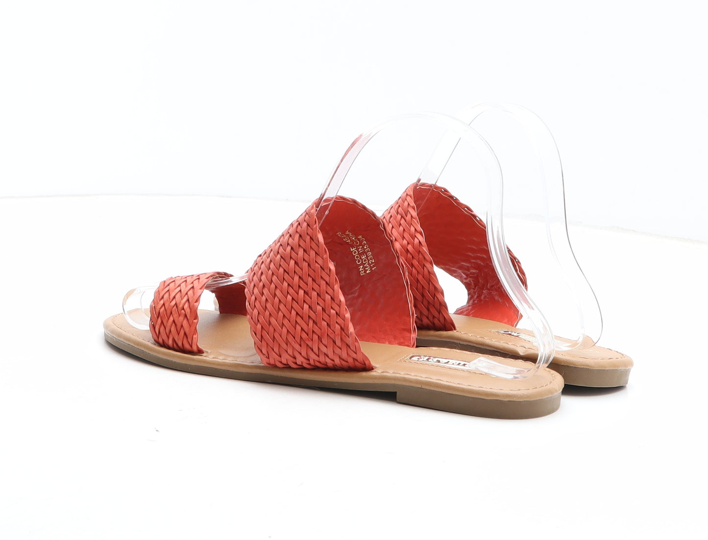 Primark Womens Orange Synthetic Slip On Sandal UK