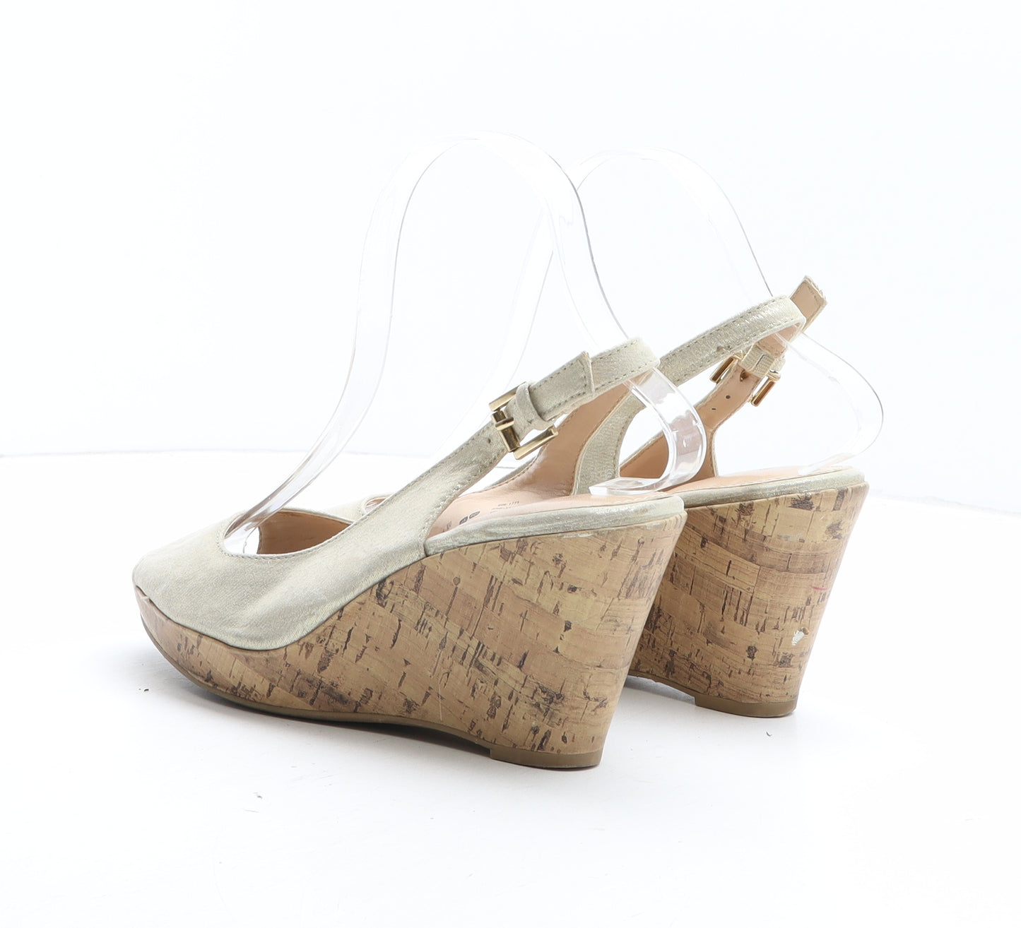 F&F Womens Gold Synthetic Slingback Heel UK