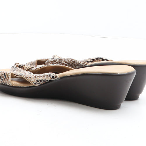 Pavers Womens Brown Animal Print Synthetic Slip On Sandal UK - Snakeskin Pattern