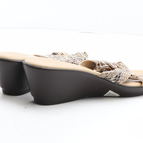 Pavers Womens Brown Animal Print Synthetic Slip On Sandal UK - Snakeskin Pattern