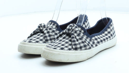F&F Womens Blue Check Polyester Flat UK