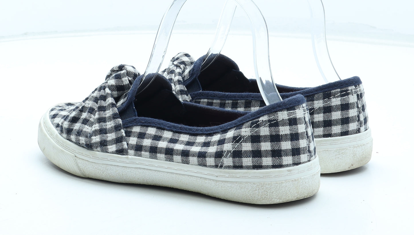 F&F Womens Blue Check Polyester Flat UK