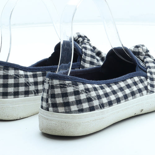 F&F Womens Blue Check Polyester Flat UK