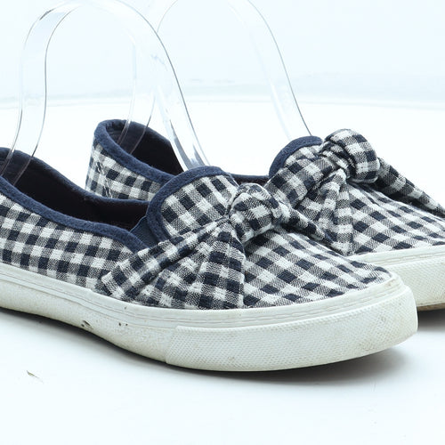 F&F Womens Blue Check Polyester Flat UK