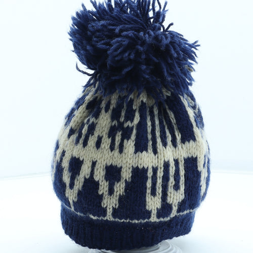 Preworn Mens Blue Geometric Wool Winter Hat One Size