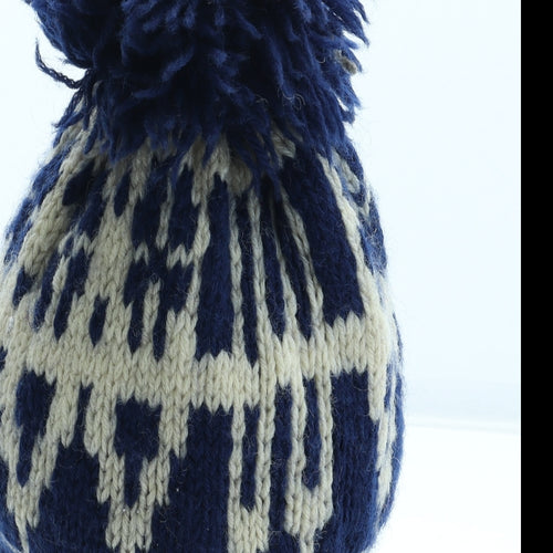 Preworn Mens Blue Geometric Wool Winter Hat One Size