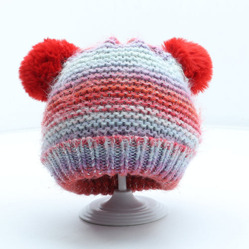George Girls Multicoloured Colourblock Acrylic Bobble Hat One Size - UK Size 4-8 years
