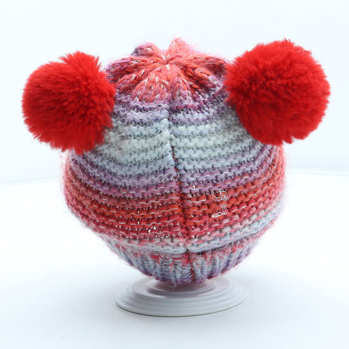 George Girls Multicoloured Colourblock Acrylic Bobble Hat One Size - UK Size 4-8 years