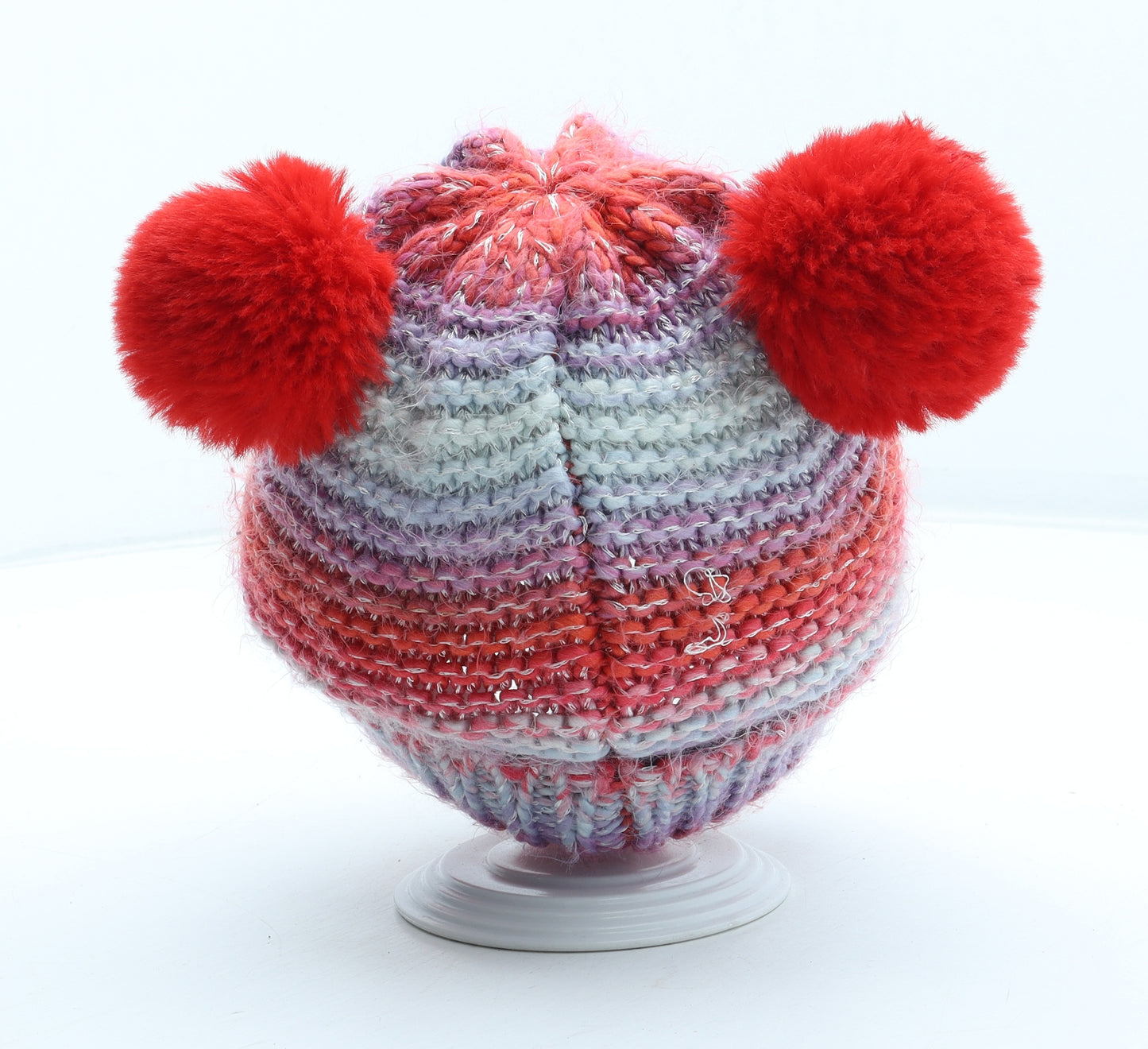 George Girls Multicoloured Colourblock Acrylic Bobble Hat One Size - UK Size 4-8 years