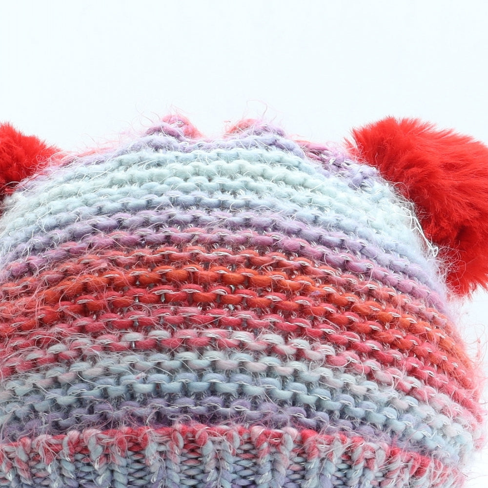 George Girls Multicoloured Colourblock Acrylic Bobble Hat One Size - UK Size 4-8 years