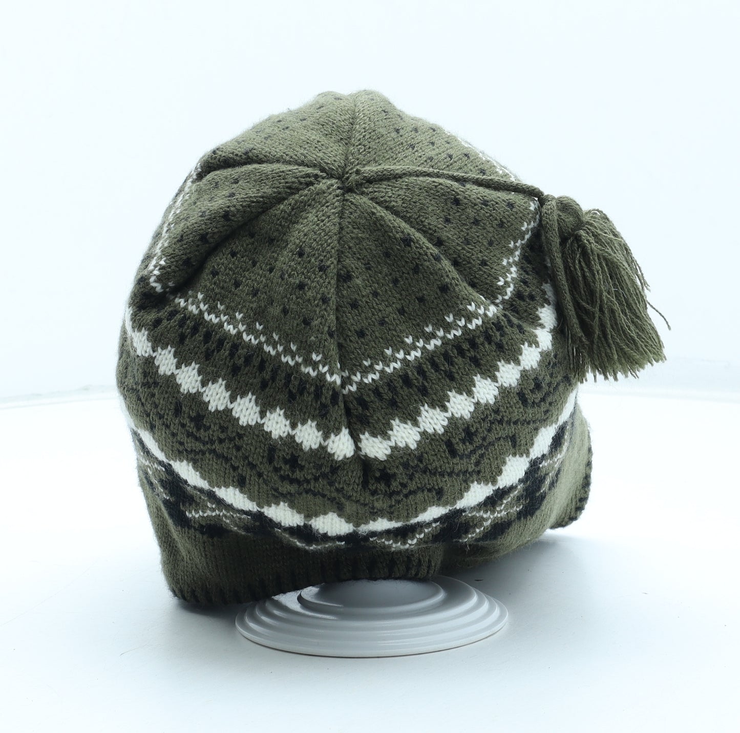 Preworn Mens Green Fair Isle Acrylic Winter Hat One Size