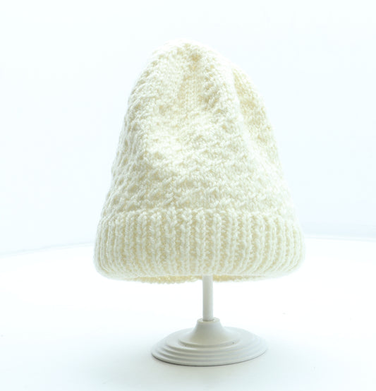 Preworn Womens Beige Acrylic Beanie One Size