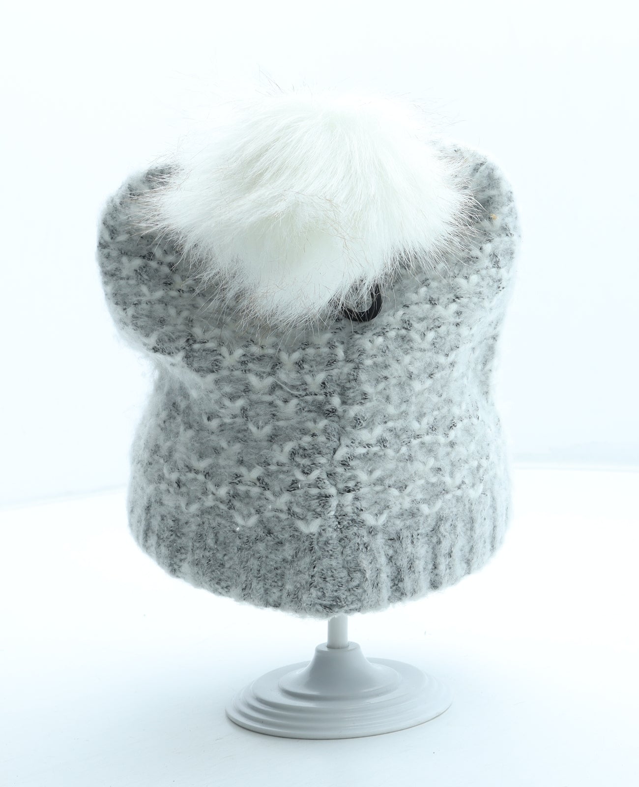 Foxbury Womens Grey Acrylic Bobble Hat One Size