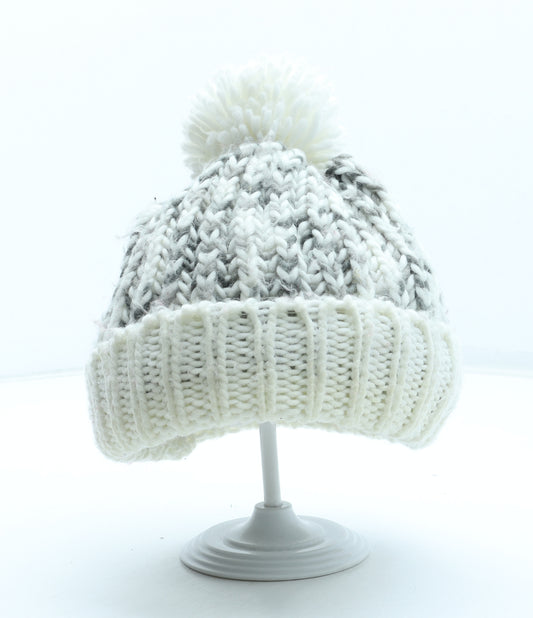 Preworn Womens Grey Acrylic Bobble Hat One Size