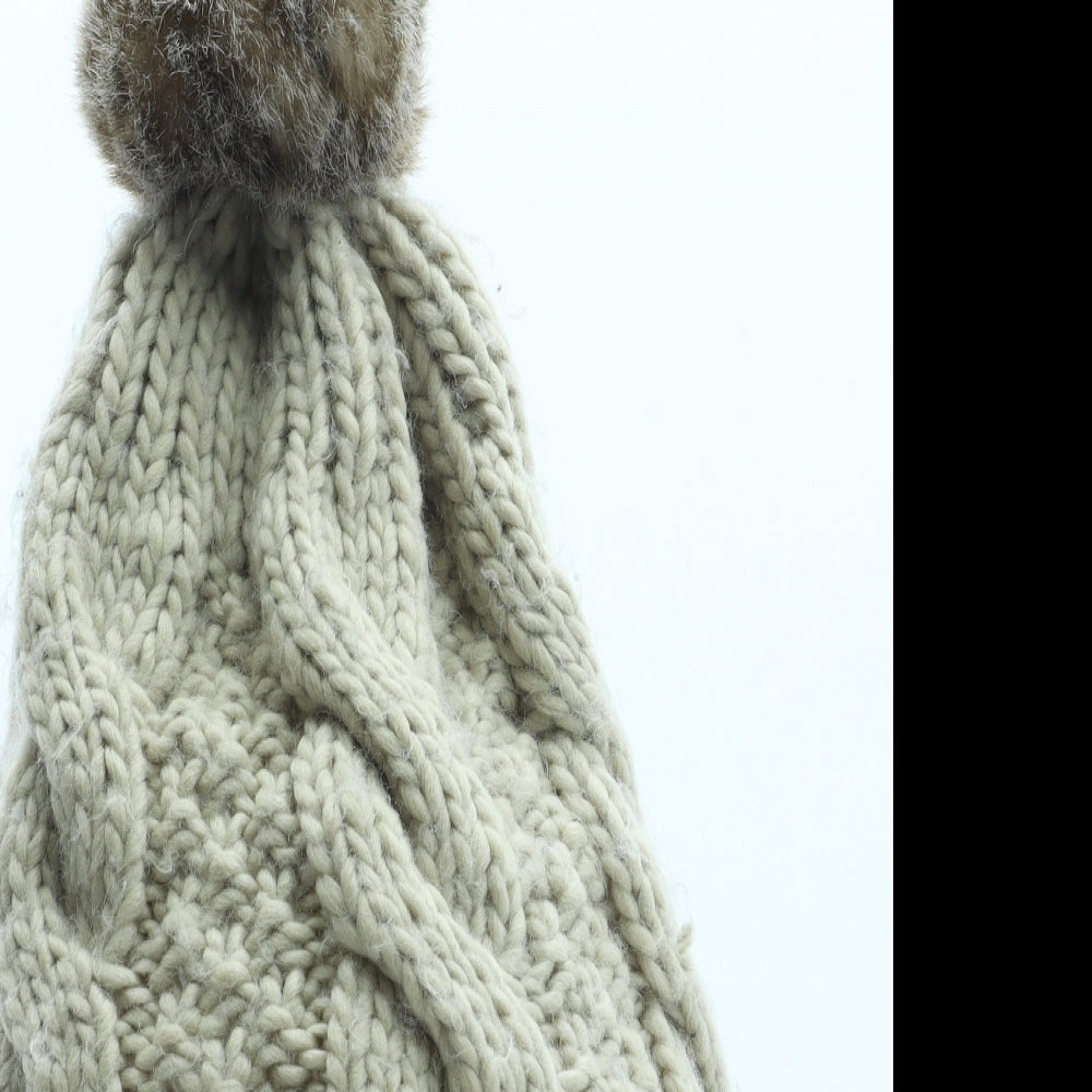 Preworn Womens Beige Acrylic Bobble Hat One Size