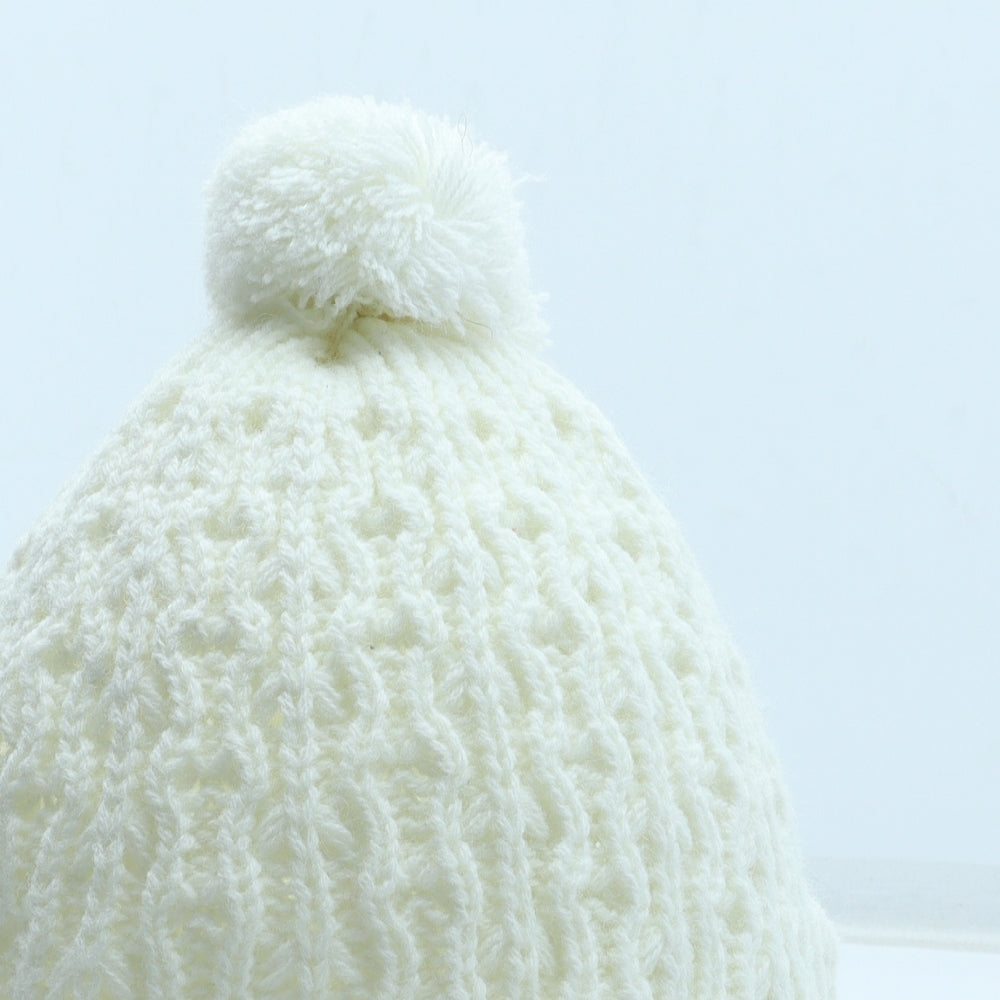 Preworn Womens White Acrylic Bobble Hat One Size
