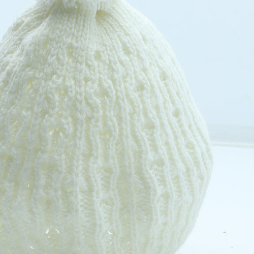 Preworn Womens White Acrylic Bobble Hat One Size