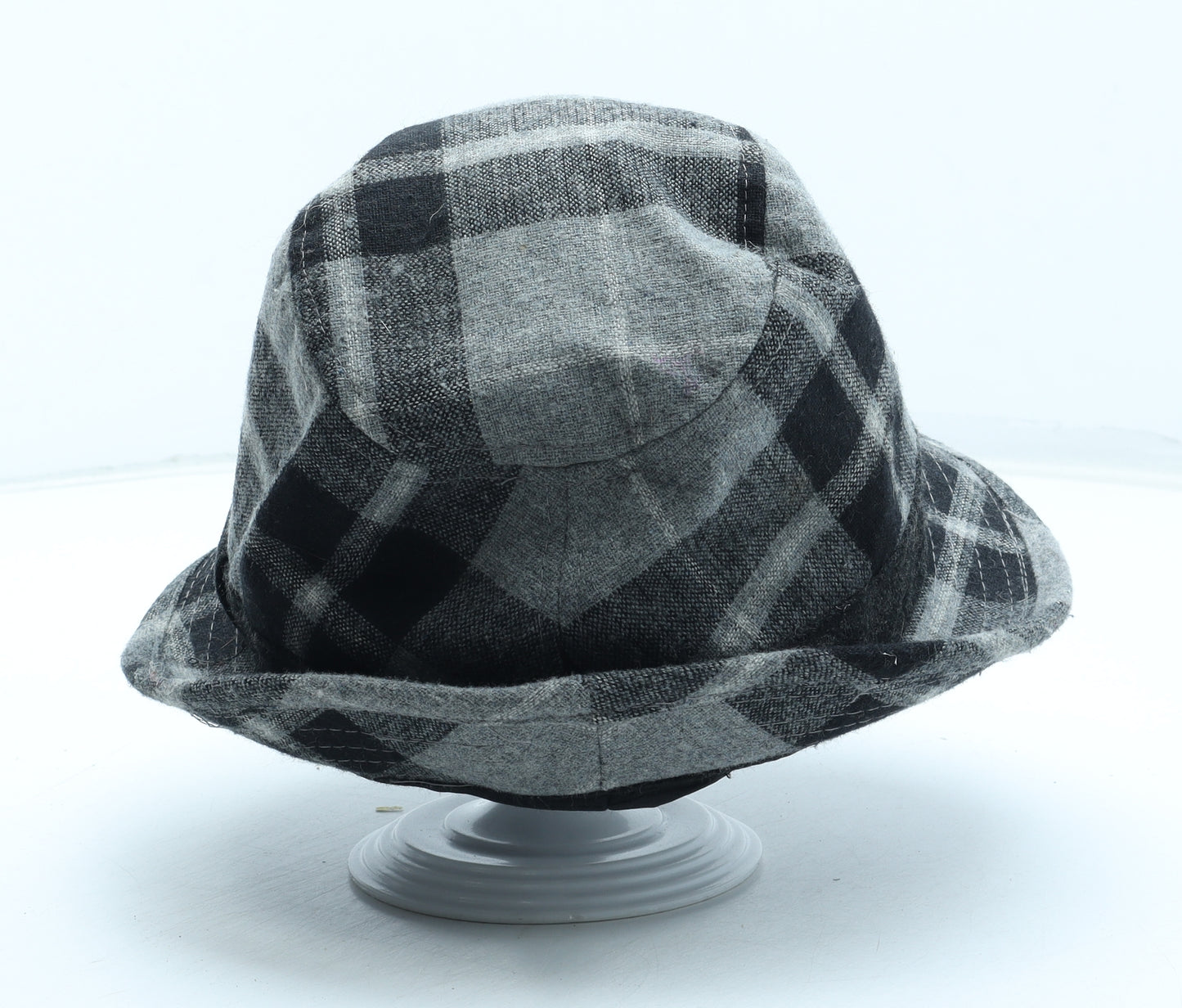 H&M Womens Grey Plaid Acrylic Trilby One Size