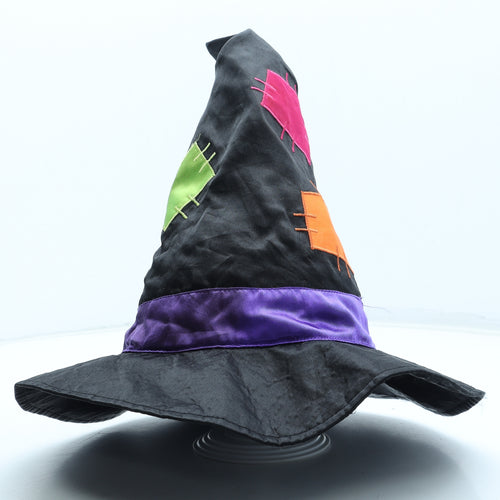 Tesco Girls Black Geometric Polyester Peaked Cap One Size - Fancy Dress Halloween Witches Hat