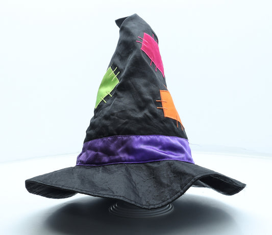 Tesco Girls Black Geometric Polyester Peaked Cap One Size - Fancy Dress Halloween Witches Hat