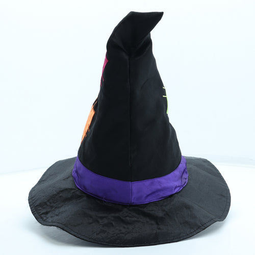 Tesco Girls Black Geometric Polyester Peaked Cap One Size - Fancy Dress Halloween Witches Hat