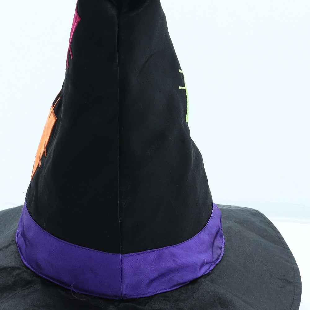 Tesco Girls Black Geometric Polyester Peaked Cap One Size - Fancy Dress Halloween Witches Hat