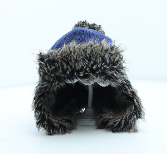 Baker Boys Blue Geometric Acrylic Trapper Hat One Size - UK Size 3-6 years