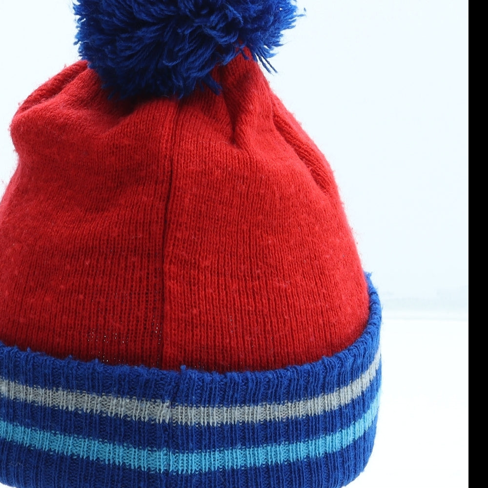 Preworn Boys Red Colourblock Acrylic Bobble Hat One Size