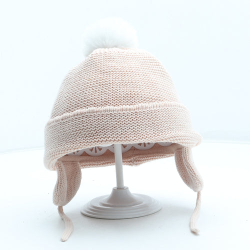 Vertbaudet Girls Pink Acrylic Winter Hat Size S - UK Size 2-3 years