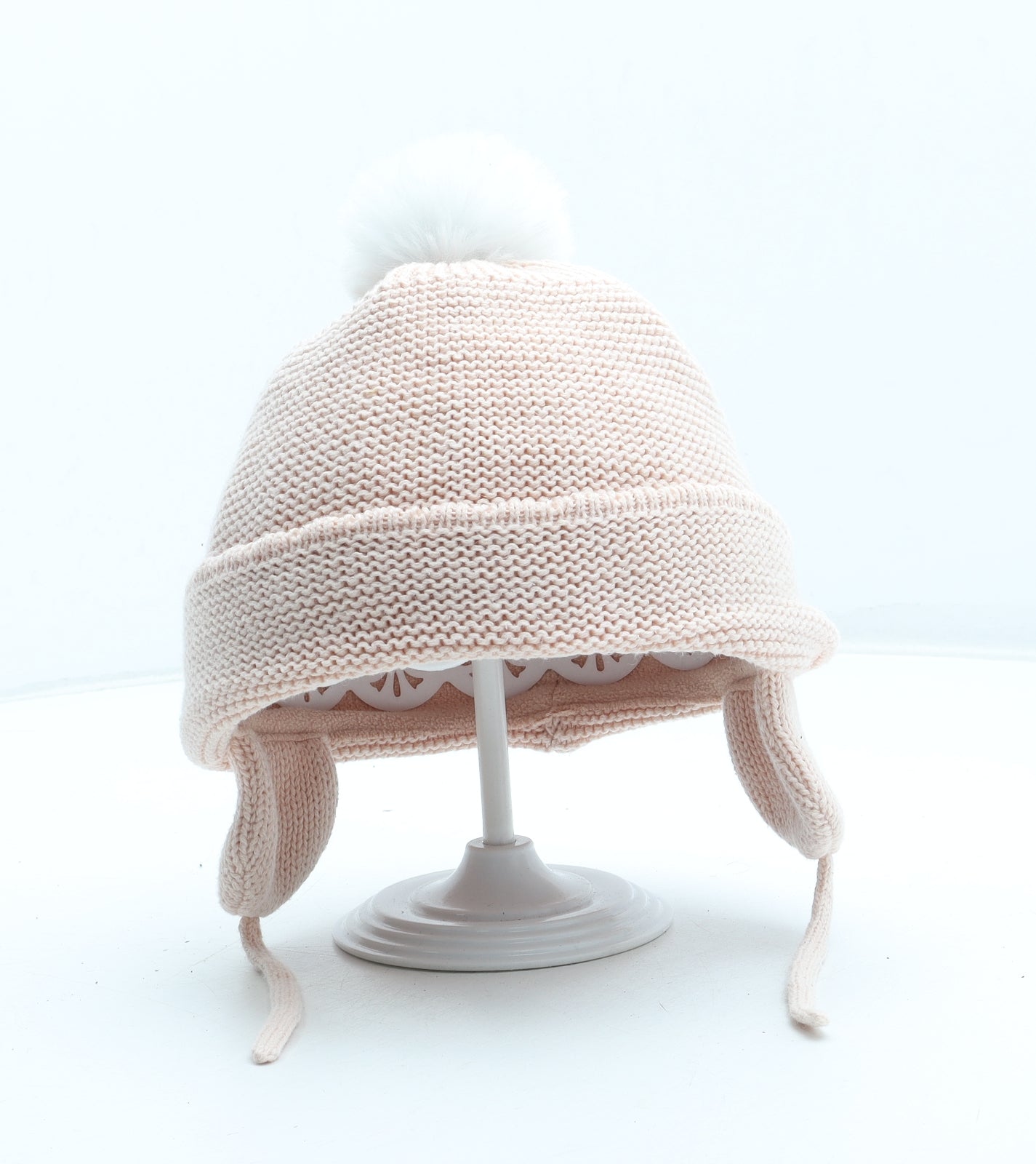 Vertbaudet Girls Pink Acrylic Winter Hat Size S - UK Size 2-3 years