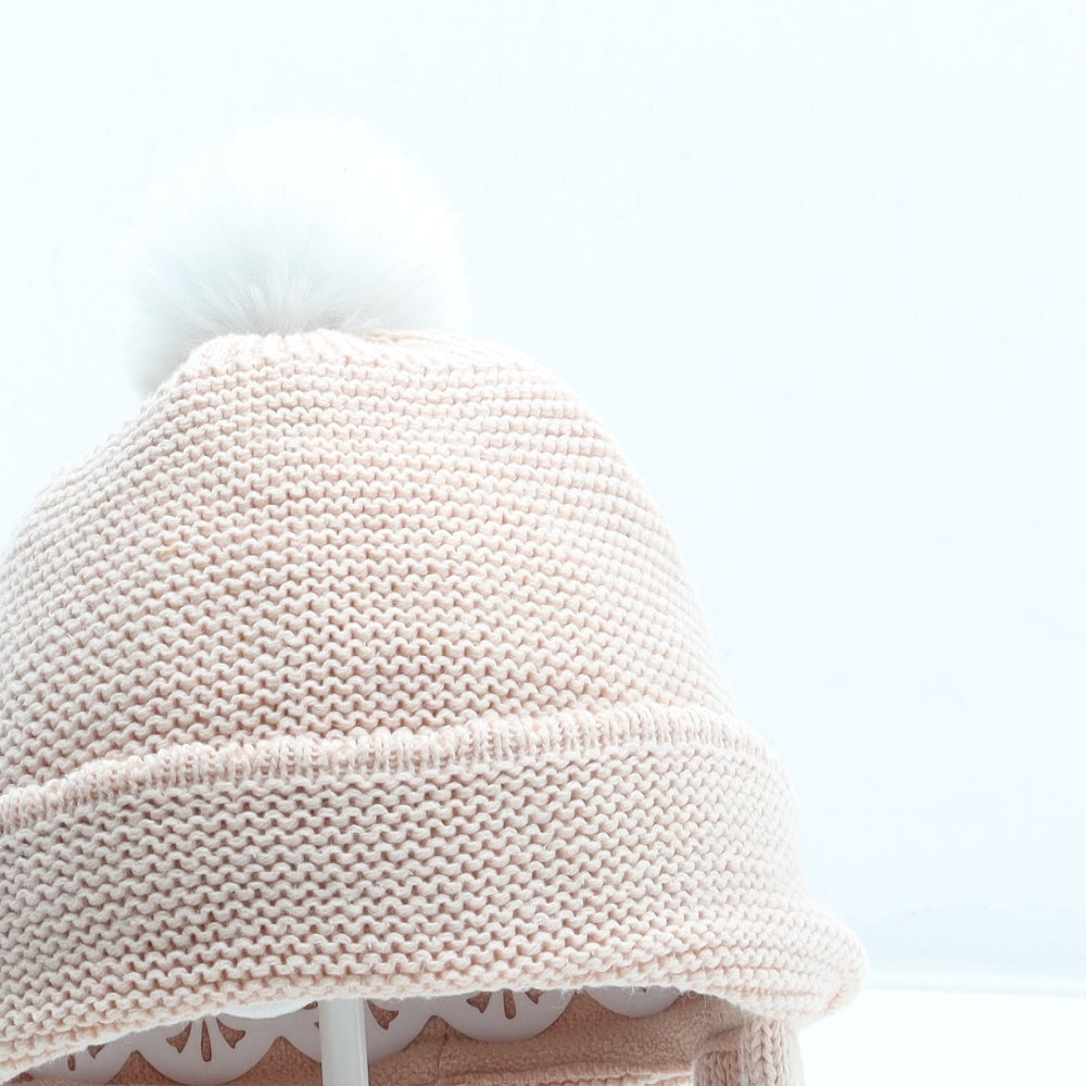 Vertbaudet Girls Pink Acrylic Winter Hat Size S - UK Size 2-3 years