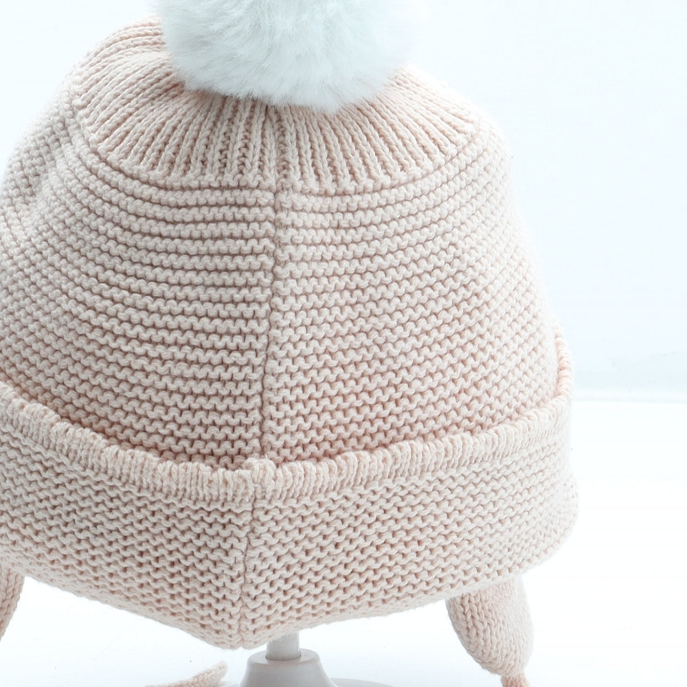 Vertbaudet Girls Pink Acrylic Winter Hat Size S - UK Size 2-3 years