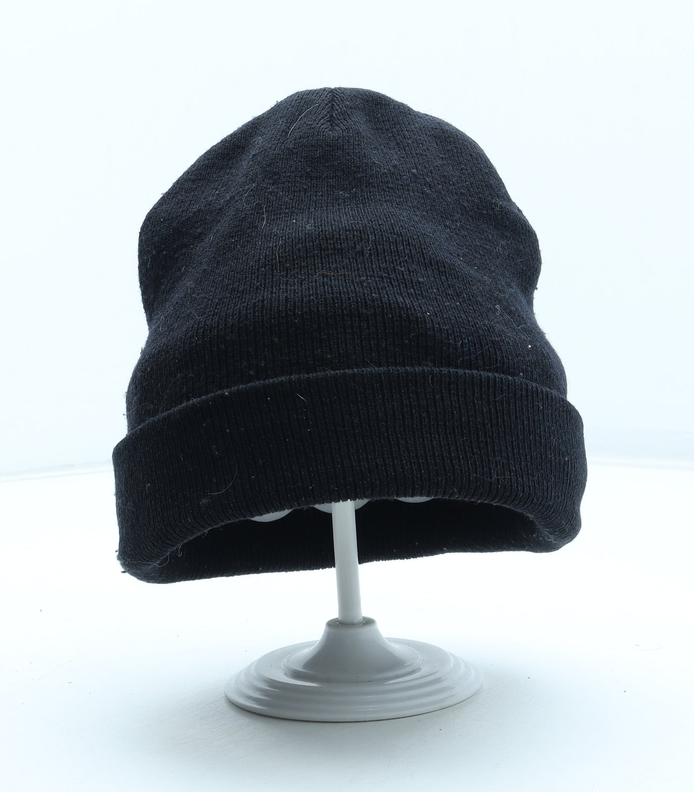 Preworn Mens Black Acrylic Beanie One Size