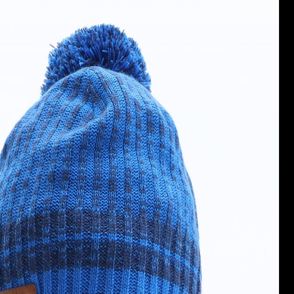 Wed'ze Mens Blue Striped Acrylic Winter Hat One Size
