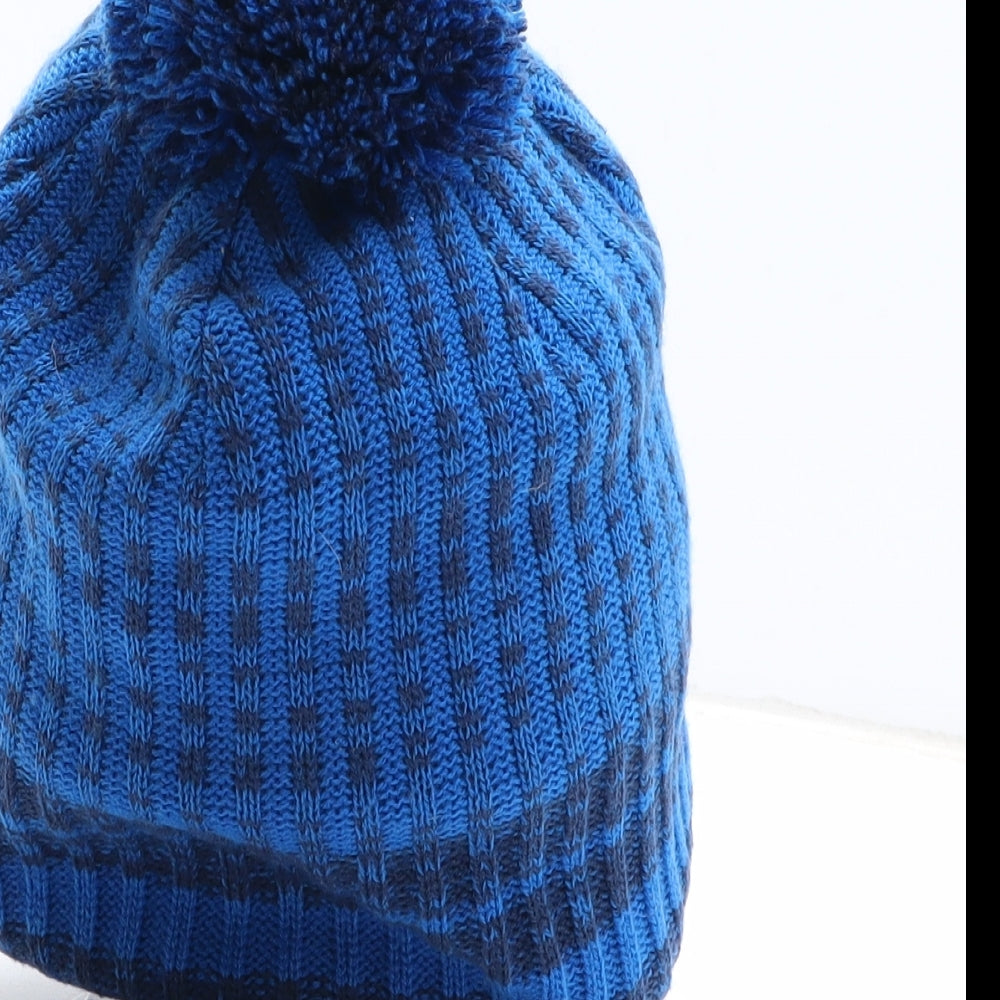 Wed'ze Mens Blue Striped Acrylic Winter Hat One Size
