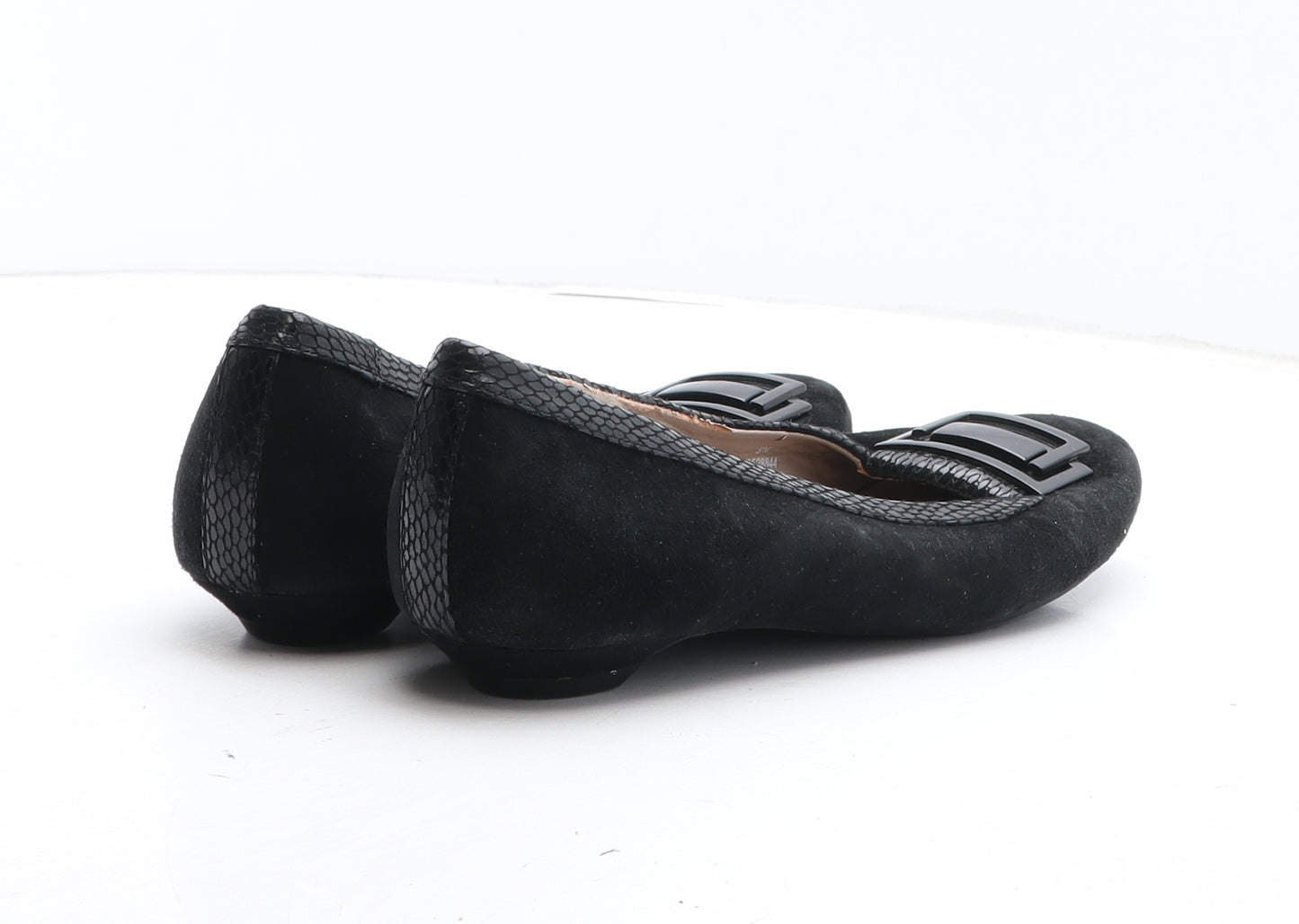 FootGlove Womens Black Geometric Leather Slip On Flat UK