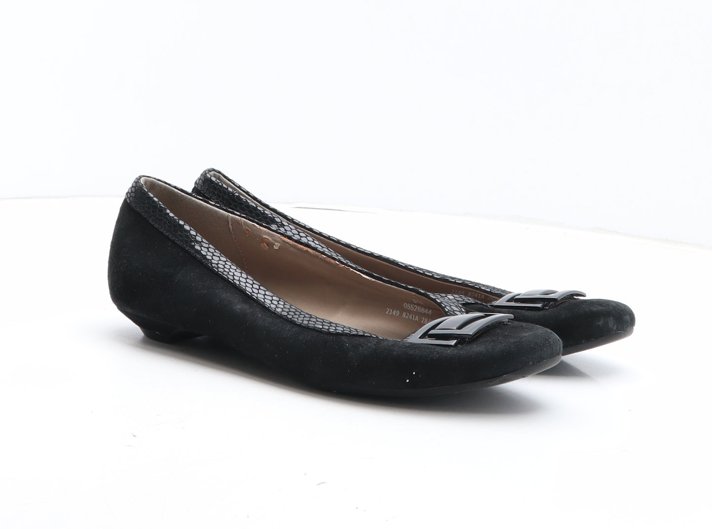 FootGlove Womens Black Geometric Leather Slip On Flat UK